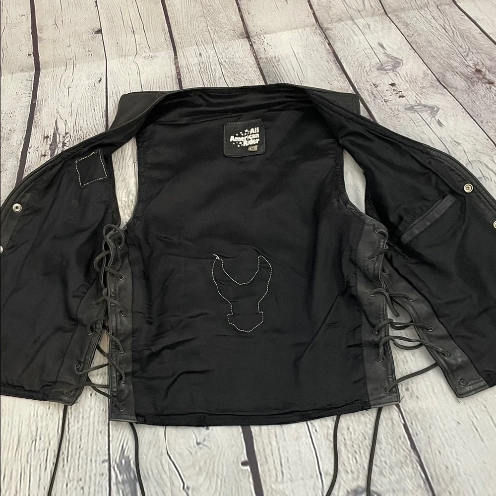 All American Ryder Black Leather Biker Vest with Harley-Davidson - Picture 7 of 8